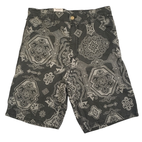 NWT Carhartt WIP Single Knee Short Columbia Ripstop Black Heavy Stone Wash - Picture 3 of 12